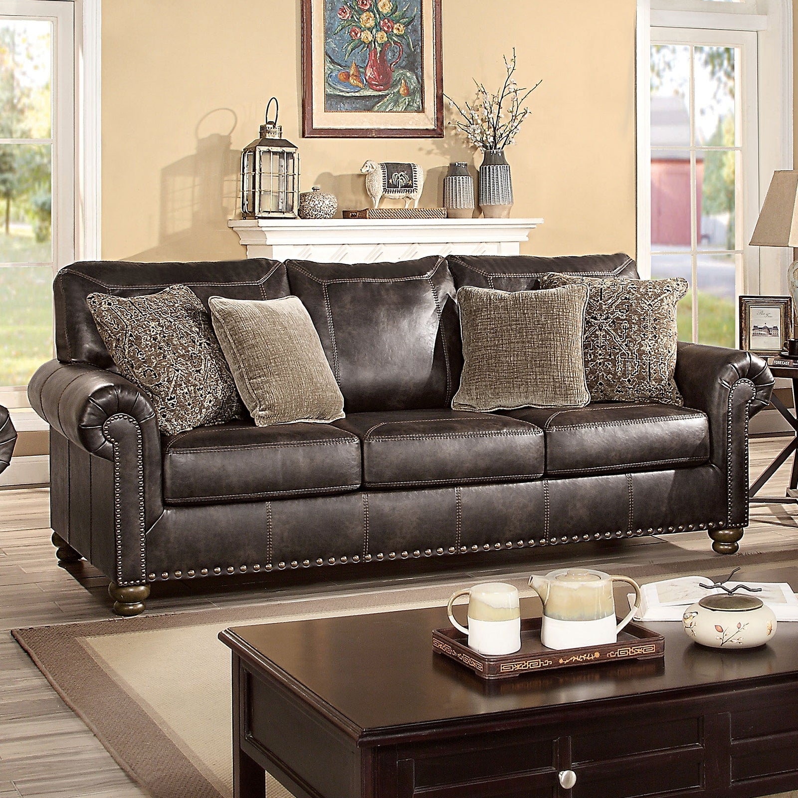 Furniture Of America Bemus Dark Brown Traditional Loveseat With